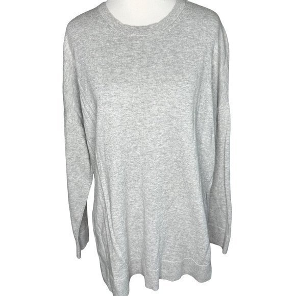 Eileen‎ Fisher Gray Long Sleeve SIde Slit Top Size S/P - Picture 1 of 7